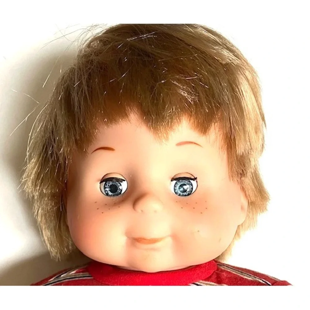 Vintage Playmates Bobby Boy Doll Blonde Hair Blue Open & Close Eyes 1986